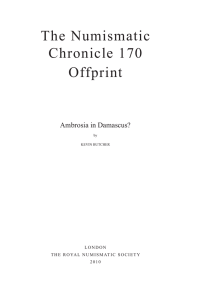 The Numismatic Chronicle 170 Offprint Ambrosia in Damascus?