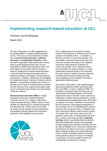 Implementing research-based education at UCL Professor Carmel McNaught March 2014