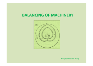 BALANCING OF MACHINERY Fredy Surahmanto, M.Eng.