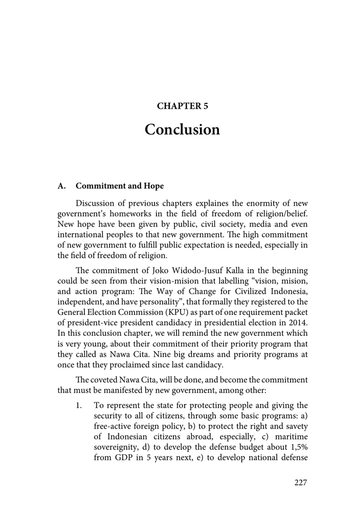 Conclusion CHAPTER 5