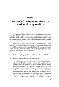 Portrait of Violation Incidents on Freedom of Religion/Belief CHAPTER III