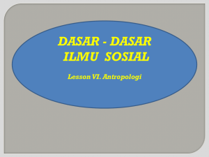 DASAR - DASAR ILMU  SOSIAL Lesson VI. Antropologi