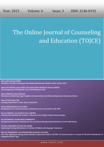 The Online Journal of Counseling and Education (TOJCE) ISSN: 2146- 8192
