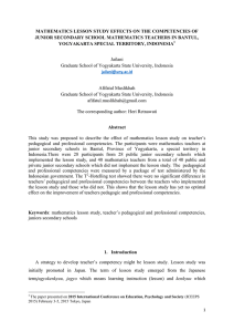 MATHEMATICS LESSON STUDY EFFECTS ON THE COMPETENCIES OF