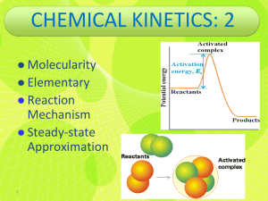 CHEMICAL KINETICS: 2 Molecularity Elementary Reaction