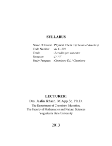 SYLLABUS LECTURER: Drs. Jaslin Ikhsan, M.App.Sc, Ph.D.