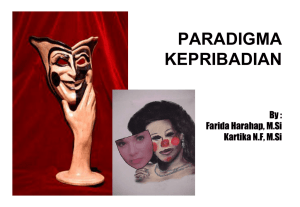 PARADIGMA KEPRIBADIAN By : Farida Harahap, M.Si