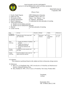 YOGYAKARTA STATE UNIVERSITY FACULTY OF MATHEMATICS AND NATURAL SCIENCES LESSON PLAN FRM/FMIPA/064-00