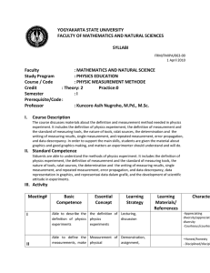 YOGYAKARTA STATE UNIVERSITY FACULTY OF MATHEMATICS AND NATURAL SCIENCES  SYLLABI