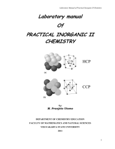 Laboratory manual Of PRACTICAL INORGANIC II CHEMISTRY