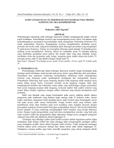 Jurnal Pendidikan Akuntansi Indonesia, Vol. IX. No. 1 – Tahun...  AUDIT LINGKUNGAN TI: PERSPEKTIF DAN DAMPAK PADA PROSES AUDITING SECARA KOMPREHENSIF