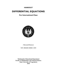 DIFFERENTIAL EQUATIONS For International Class  HANDOUT