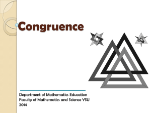 Congruence Department of Mathematics Education Faculty of Mathematics and Science YSU 2014