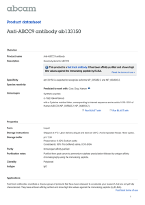 Anti-ABCC9 antibody ab133150 Product datasheet