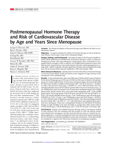 Postmenopausal Hormone Therapy and Risk of Cardiovascular Disease ORIGINAL CONTRIBUTION