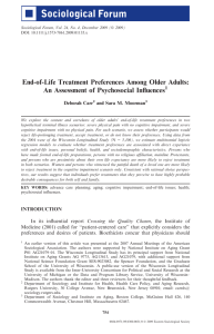 End-of-Life Treatment Preferences Among Older Adults: An Assessment of Psychosocial Inﬂuences