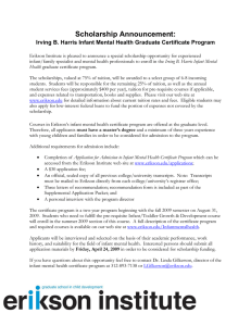 Scholarship Announcement:  Irving B. Harris Infant Mental Health Graduate Certificate Program