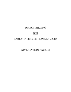 DIRECT BILLING FOR EARLY INTERVENTION SERVICES APPLICATION PACKET