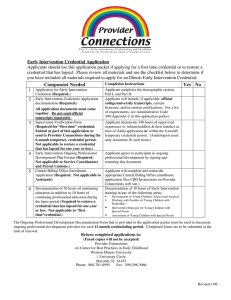 Applicants should use this application packet if applying for a... Early Intervention Credential Application