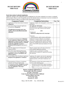 Early Intervention Credential Application
