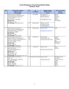 Local Interagency Council Coordinator Listing Revised:  09/07