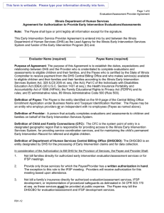 Illinois Department of Human Services Agreement for Authorization to Provide