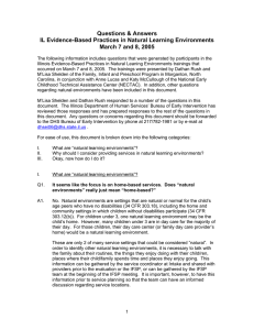 Questions &amp; Answers IL Evidence-Based Practices in Natural Learning Environments