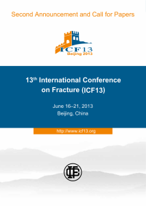 13 International Conference on Fracture (ICF13) Second Announcement and Call for Papers