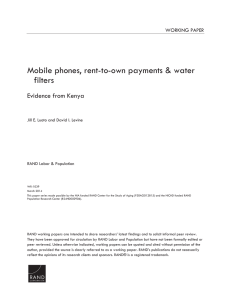 Mobile phones, rent-to-own payments &amp; water filters Evidence from Kenya WORKING PAPER