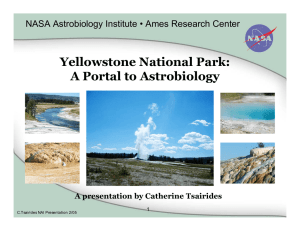 Yellowstone National Park: A Portal to Astrobiology A presentation by Catherine Tsairides