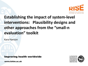 Establishing the impact of system-level interventions:   Plausibility designs and