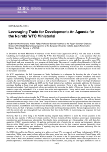 Leveraging Trade for Development: An Agenda for the Nairobi WTO Ministerial