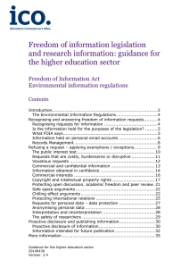 ICO lo  Freedom of information legislation and research information: guidance for