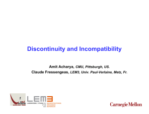 Discontinuity and Incompatibility Amit Acharya, , Claude Fressengeas,