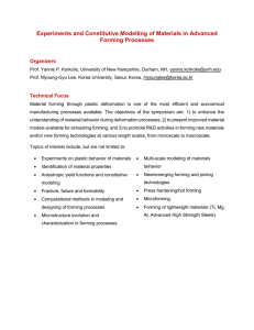 Experiments and Constitutive Modelling of Materials in Advanced Forming Processes Organizers Technical Focus