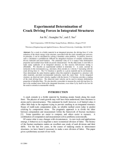 Experimental Determination of Crack Driving Forces in Integrated Structures Jun He