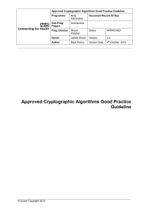 NHS Informatics Architecture Approved Cryptographic Algorithms Good Practice Guideline