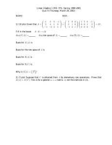 Linear Algebra 1 (MA 371), Spring, 2000—2001 NAME: BOX: