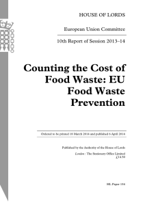 Counting the Cost of Food Waste: EU Food Waste Prevention