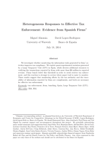 Heterogeneous Responses to Eﬀective Tax Enforcement: Evidence from Spanish Firms ∗ Miguel Almunia