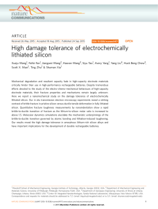 High damage tolerance of electrochemically lithiated silicon ARTICLE