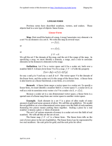 Previous  notes  have  described  numbers, ... objects lead to a new type of objects: linear forms.