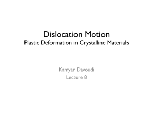 Dislocation Motion Plastic Deformation in Crystalline Materials Kamyar Davoudi Lecture 8