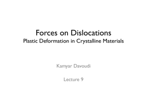 Forces on Dislocations Plastic Deformation in Crystalline Materials Kamyar Davoudi Lecture 9