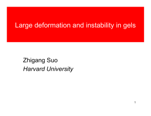 Large deformation and instability in gels Zhigang Suo Harvard University 1