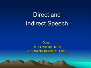 Direct and Indirect Speech  Dosen