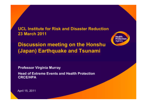 Discussion meeting on the Honshu (Japan) Earthquake and Tsunami 23 March 2011