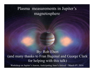 Plasma	Measurements	in Jupiter’s	Magnetosphere  Plasma  measurements in Jupiter’s