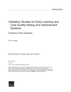 Validation Studies for Early Learning and Care Quality Rating and Improvement Systems