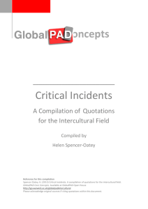 Core Concepts  Critical Incidents A Compilation of